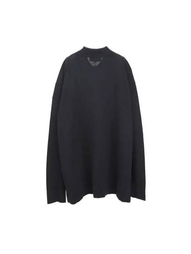 Long sleeve polo cardigan PALM SNM 1159 DARKEST NAVY - STUDIO NICHOLSON - BALAAN 2