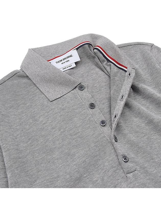 Lightweight Cotton Short Sleeve Polo Shirt Grey - THOM BROWNE - BALAAN 7