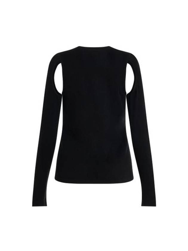 Cutout Cotton Long Sleeve T-Shirt Black - HELMUT LANG - BALAAN 4