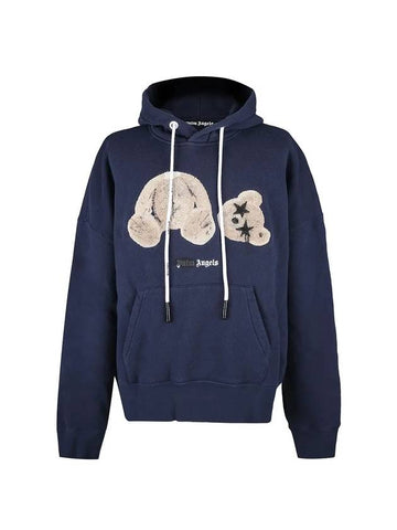 Bear Patch Logo Hoodie Navy - PALM ANGELS - BALAAN 1