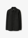 Pinstriped Wool Blend Long Sleeve Shirt Black - BURBERRY - BALAAN 2