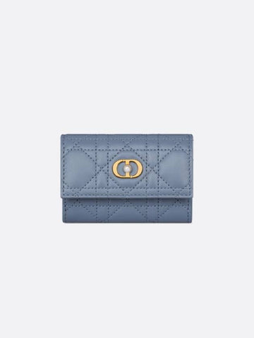 Dior Jolie Glycine Denim Blue Cannage Sheepskin Card Wallet S3102UNJB - DIOR - BALAAN 1