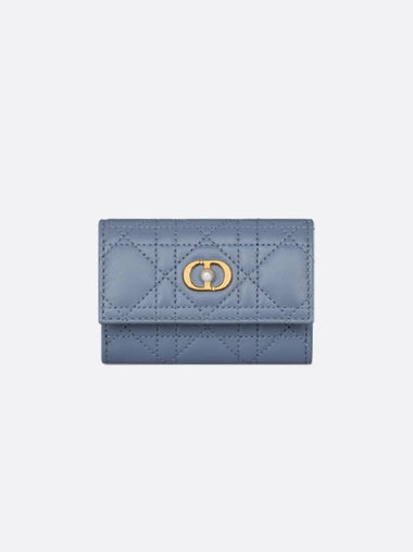 Dior Jolie Glycine Denim Blue Cannage Sheepskin Card Wallet S3102UNJB - DIOR - BALAAN 1