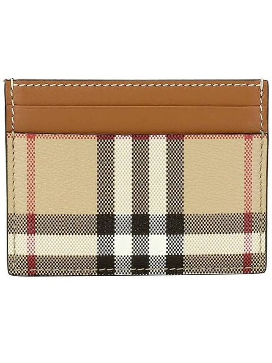 Check Print Leather Card Holder Beige - BURBERRY - BALAAN 2