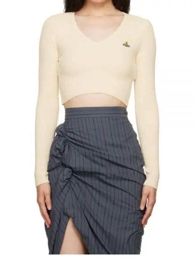 Bea Cropped V-Neck Knit Top Ivory - VIVIENNE WESTWOOD - BALAAN 2