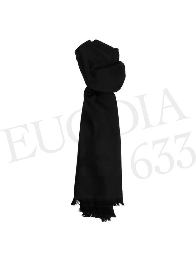 Cassandra Monogram Wool Jacquard Scarf Black - SAINT LAURENT - BALAAN 4