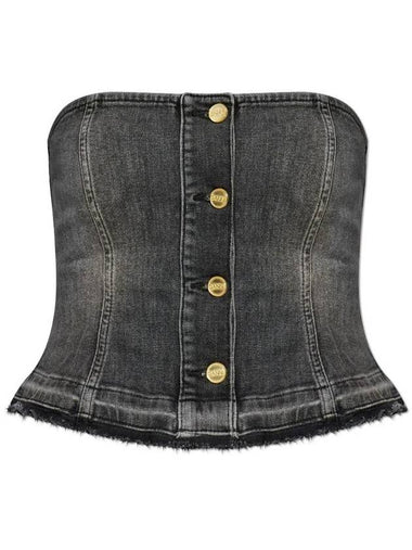 Denim Sleeveless Washed Black - GANNI - BALAAN 1