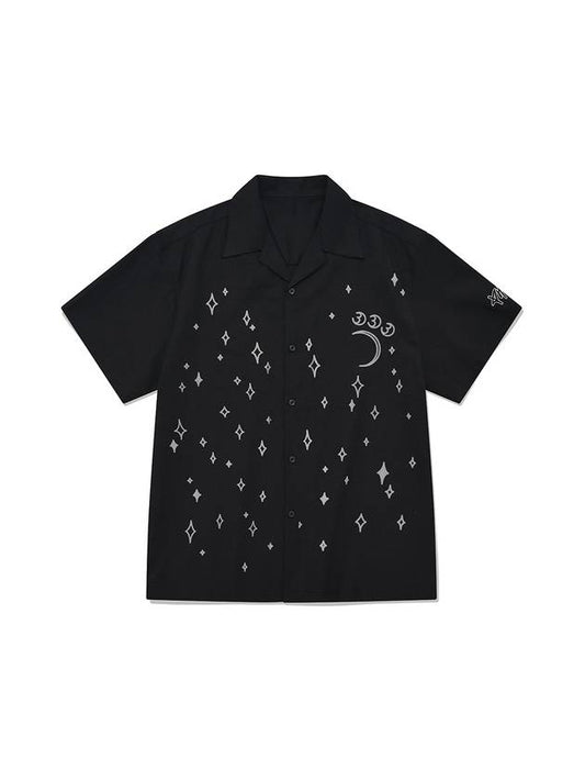 Night Sky Graphic Print Short Sleeve Shirt Black - PHOS333 - BALAAN 2