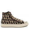 Men's Iconographe Canvas High Top Sneakers Beige - VALENTINO - BALAAN 2