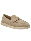 Triangle Logo Suede Leather Loafer Desert Beige - PRADA - BALAAN 3