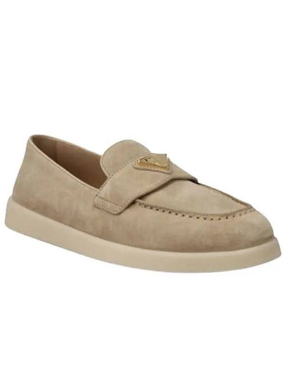 Triangle Logo Suede Leather Loafer Desert Beige - PRADA - BALAAN 2