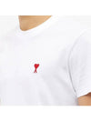 Small Heart Logo Short Sleeve T-Shirt White - AMI - BALAAN 5