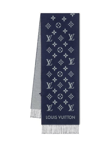 All About Monogram Wool Scarf Muffler Navy Blue - LOUIS VUITTON - BALAAN 1