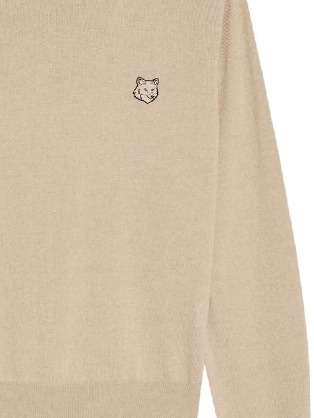 Bold Fox Head Wool Knit Top Light Beige Melange - MAISON KITSUNE - BALAAN 3