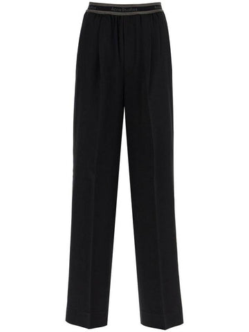 wide twill pants with elastic waistband - ACNE STUDIOS - BALAAN 1