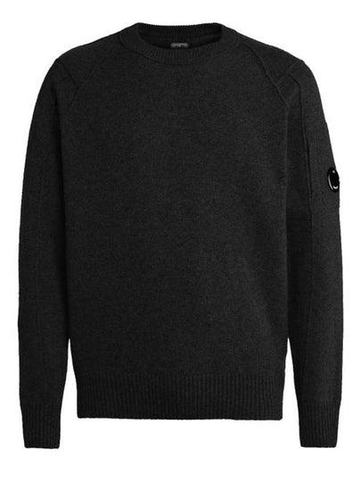 Lens Wappen Classic Crew Neck Wool Knit Top Black - CP COMPANY - BALAAN 2