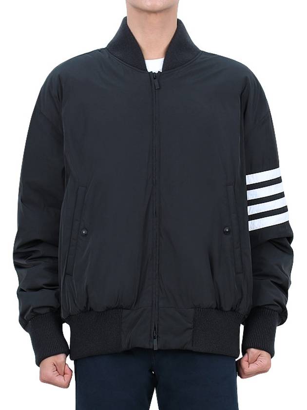 Poly Twill 4-Bar Oversized Knit Down Bomber Jacket Charcoal - THOM BROWNE - BALAAN 2