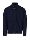 Men's Patch High Neck Lambswool Knit Cardigan Navy - STONE ISLAND - BALAAN 2