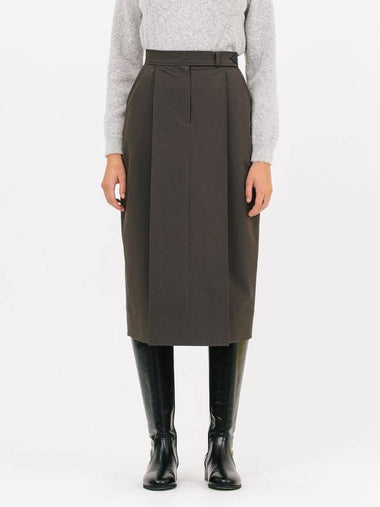 Tulip Midi Pleated Skirt Deep Khaki - JUN BY JUN K - BALAAN 1