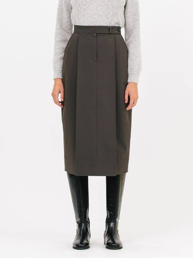 Tulip Midi Pleated Skirt Deep Khaki - JUN BY JUN K - BALAAN 2