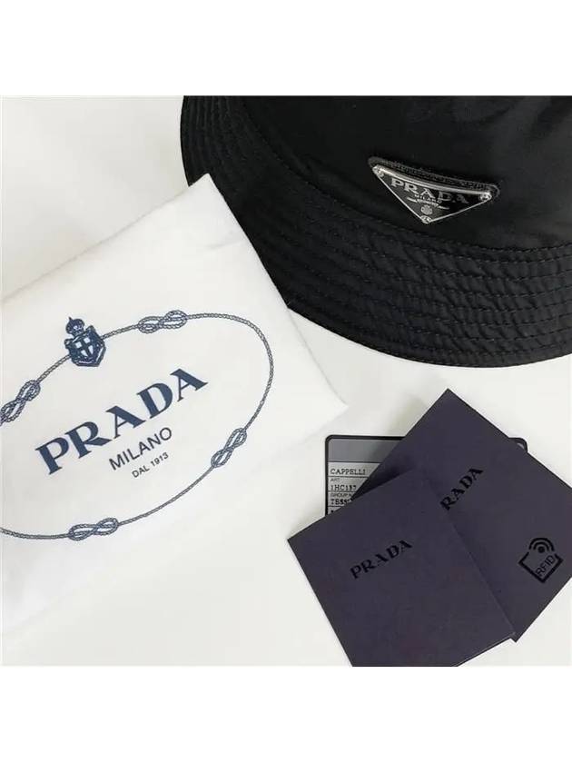 Re-Nylon Triangle Logo Bucket Hat Black - PRADA - BALAAN 8