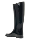 V Logo Leather Rain Boots Black - VALENTINO - BALAAN 4