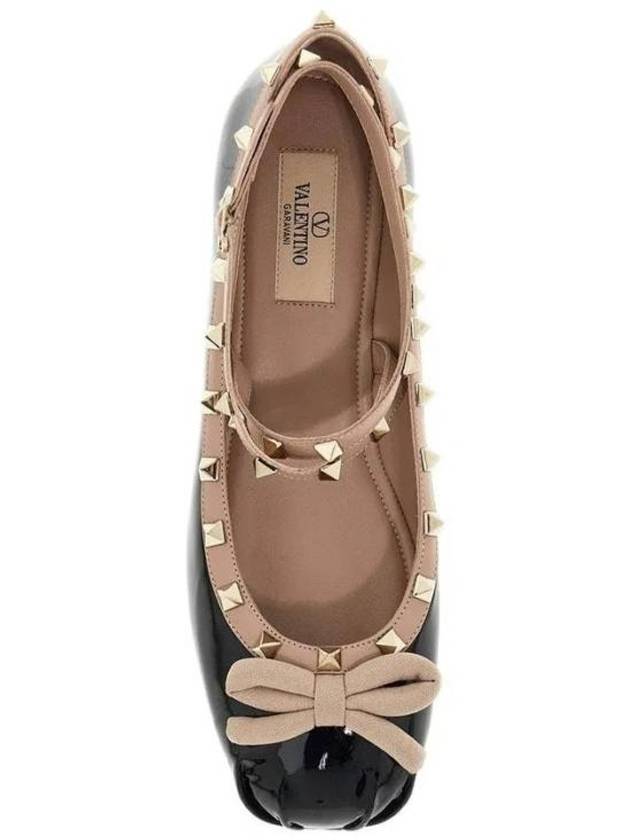 Rockstud Patent Leather Ballerina Black - VALENTINO - BALAAN 4