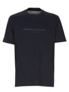Print Crew Neck Cotton Jersey Short Sleeve T-Shirt Navy - BRUNELLO CUCINELLI - BALAAN 2