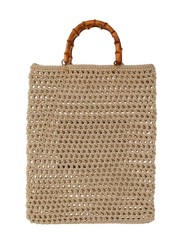 Woven Bamboo Handle Medium Cotton Tote Bag Beige - JIL SANDER - BALAAN 3