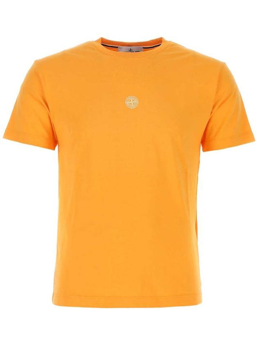 Garment Dyed Lettering One Print Cotton Jersey Short Sleeve T-Shirt Orange - STONE ISLAND - BALAAN 1