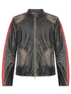 L Renn Contrasting Stripes Leather Jacket Black - DIESEL - BALAAN 2