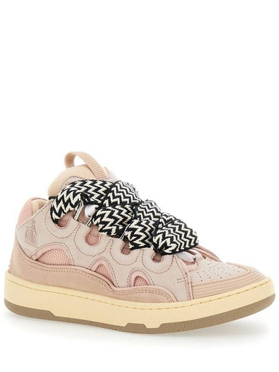 'Curb' Pink Sneakers With White And Black Laces In Leather Pink Unisex - LANVIN - BALAAN 2