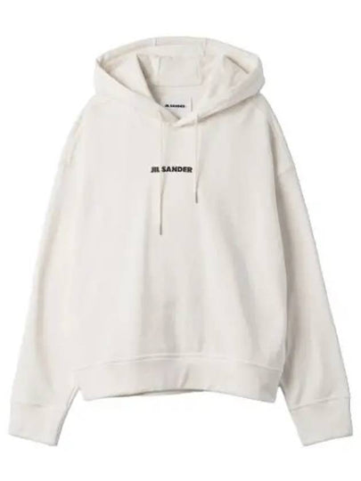 Men's Plus Logo Cotton Hoodie White - JIL SANDER - BALAAN 2