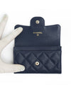 Classic gold caviar card wallet navy - CHANEL - BALAAN 6