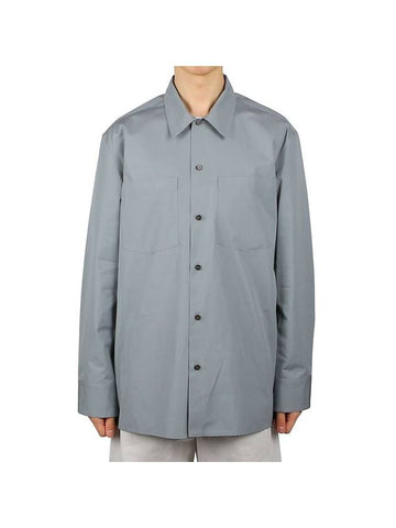 Men's Classic Button Pocket Cotton Long Sleeve Shirt Grey - JIL SANDER - BALAAN 1