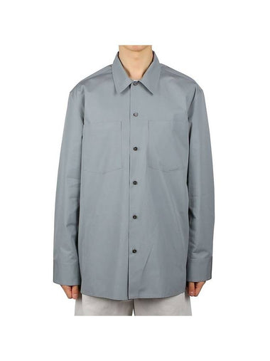 Men's Classic Button Pocket Cotton Long Sleeve Shirt Grey - JIL SANDER - BALAAN 1