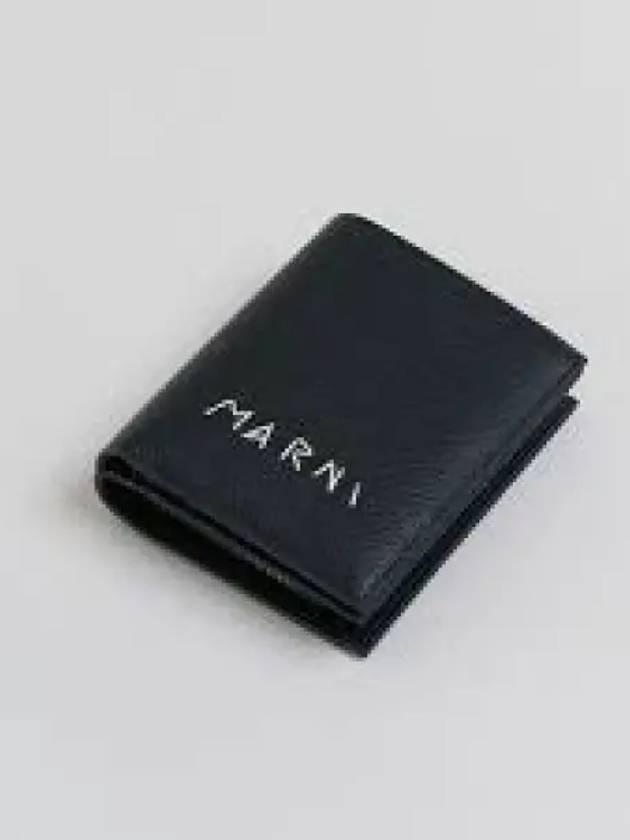 Compact Zipper Round Half Wallet Black - MARNI - BALAAN 1