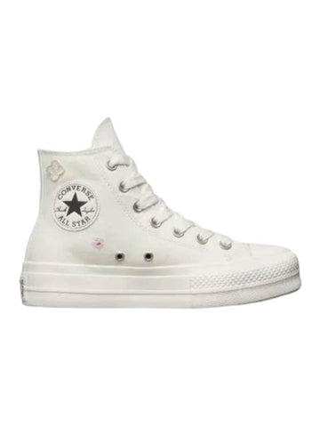 Chuck Taylor All Star Lift Platform 3D Flower High Top Sneakers Egret - CONVERSE - BALAAN 1