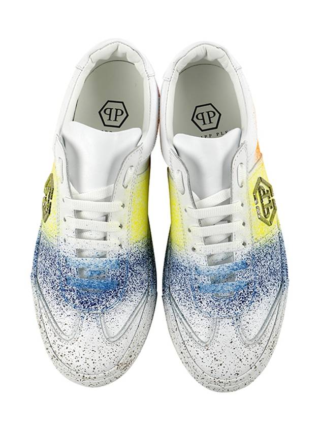 Metal Logo Painted Leather Low Top Sneakers White - PHILIPP PLEIN - BALAAN 3