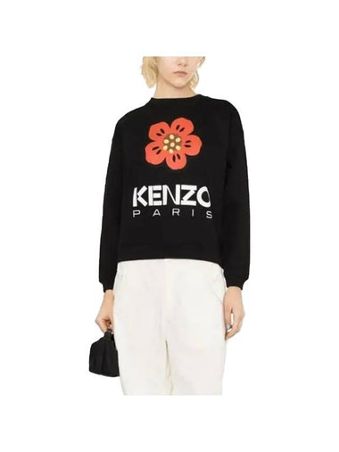 Boke Flower Logo Cotton Sweatshirt Black - KENZO - BALAAN 1