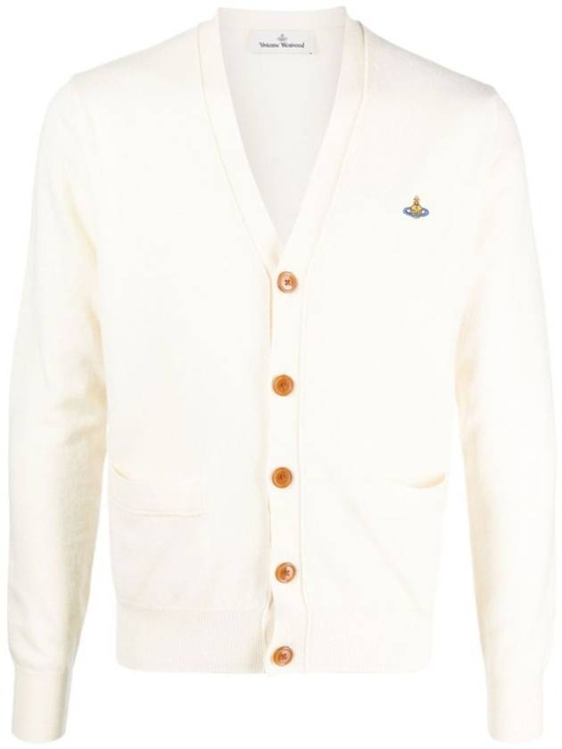 Embroided Logo Button Wool Cardigan Natural - VIVIENNE WESTWOOD - BALAAN 2