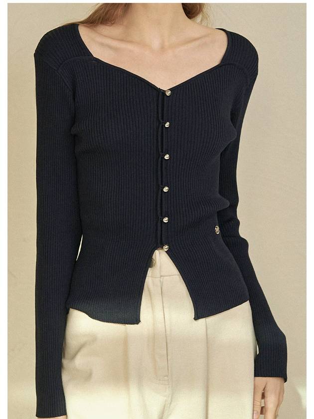 Bouquet heart neck knit navy - MICANE - BALAAN 2
