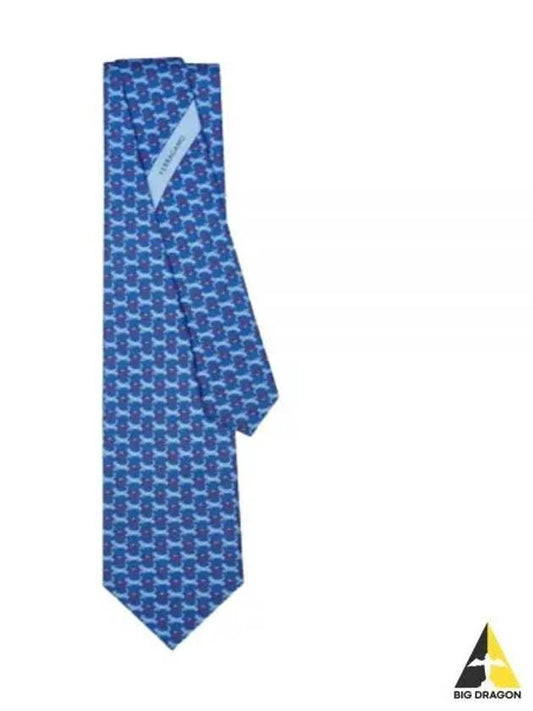 Tiger Print Silk Tie Blue - SALVATORE FERRAGAMO - BALAAN 2