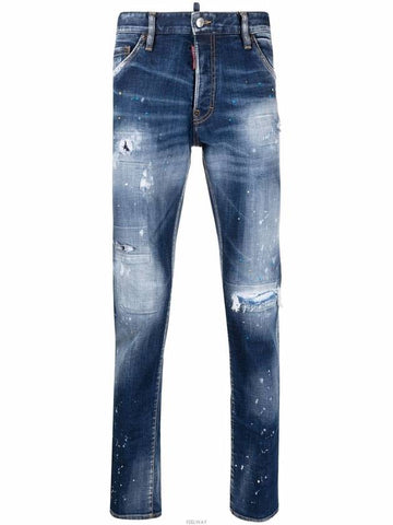 Men's Logo Patch Cool Guy Skinny Jeans Blue - DSQUARED2 - BALAAN.