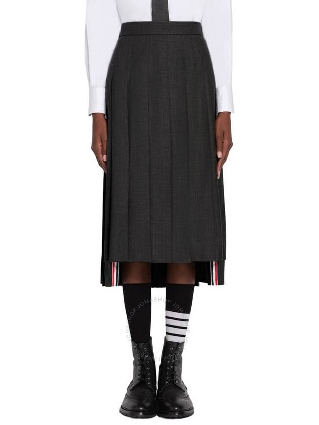 Super 120S Twill Below Knee Pleated Skirt Dark Grey - THOM BROWNE - BALAAN 3