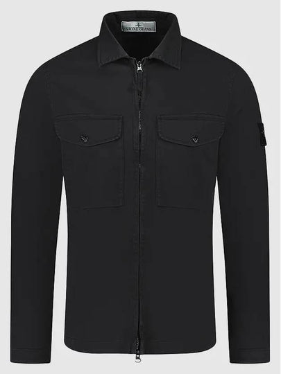 Organic Stretch Cotton Satin Long Sleeve Shirt Black - STONE ISLAND - BALAAN 2