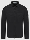 Organic Stretch Cotton Satin Long Sleeve Shirt Black - STONE ISLAND - BALAAN 5