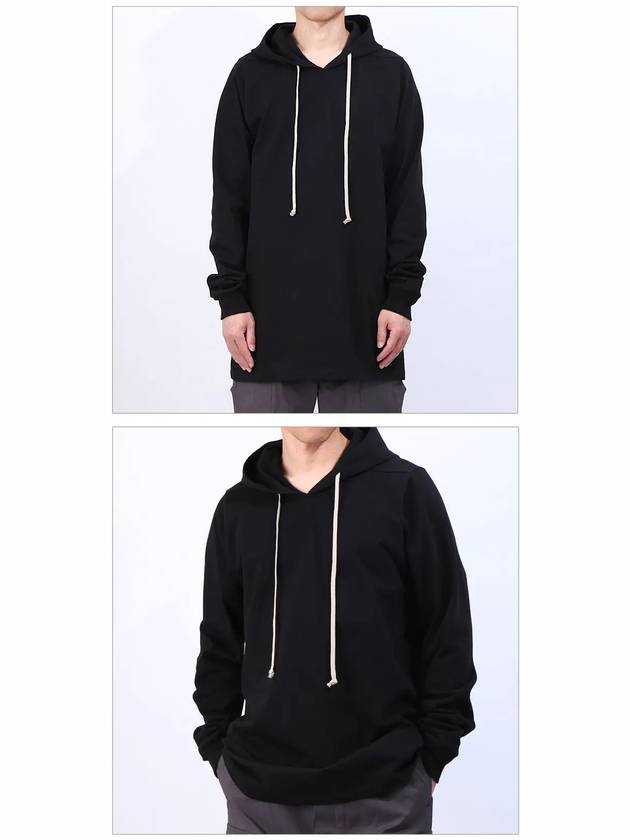 V-neck Long Fit Cotton Hoodie Black - RICK OWENS - BALAAN 3