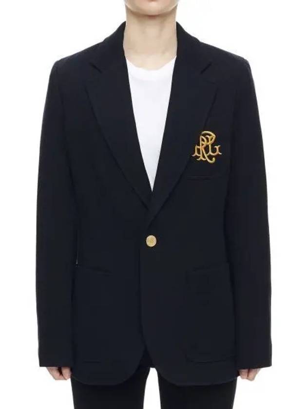 W double knit jacquard blazer navy - POLO RALPH LAUREN - BALAAN 1