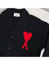 Big Heart Logo Embroidered Cardigan Pale Black - AMI - BALAAN.